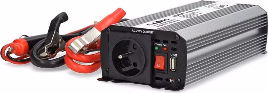 NEDIS měnič napětí/ modifikovaná sinusoida/ 12 V DC/230 V AC 50 Hz/ 600 W (1200 W špička)/ USB-A/ 1x zásuvka type E