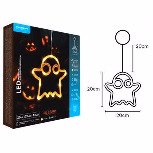 Modee ML-H101 13LED 20cm duch halloween dekorace pro okno, 3xAA teplá IP20 (Baterie nejsou součástí balení)