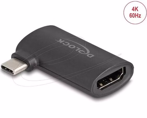 Delock Adaptér ze zástrčky USB Type-C na zásuvku HDMI (DP Alt Mode), 4K, pravoúhlý