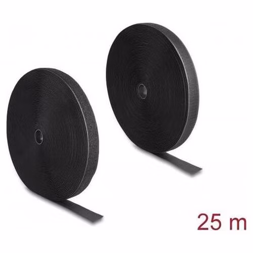 Delock Vysoce spolehlivý pásek na suchý zip D 25 m x Š 25 mm, černý