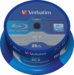VERBATIM BD-R SL Datalife (25-pack)Blu-Ray/Spindle/6x/25GB WHITE BLUE SURFACE