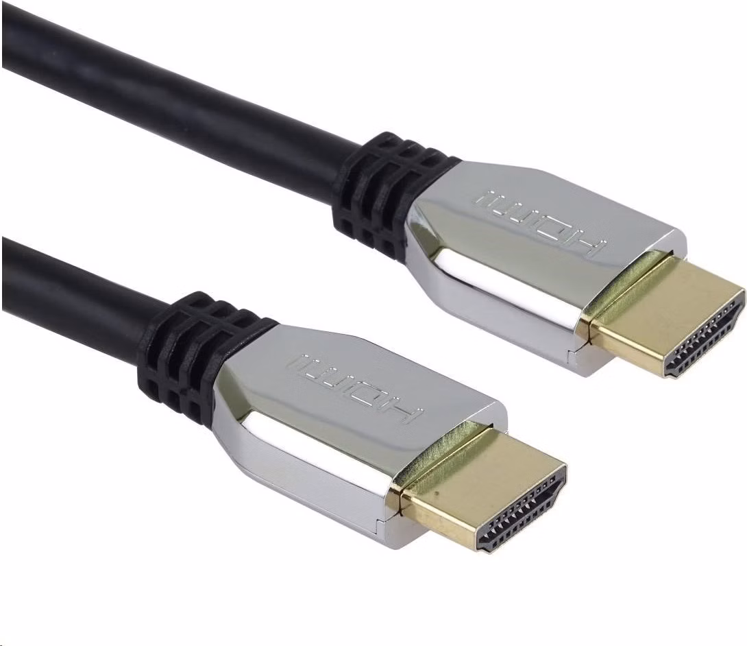 Kábel HDMI PREMIUMCORD 2.1 vysokorýchlostný + ethernetový kábel (krytky zo zinkovej zliatiny, pozlátené konektory) 0.5m
