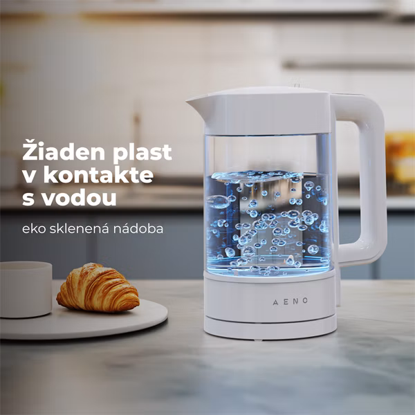 AENO Rychlovarná kanvica EK5 - 1,7l, 2200W, Strix, funkcia udržiavania tepla, auto vypnutie