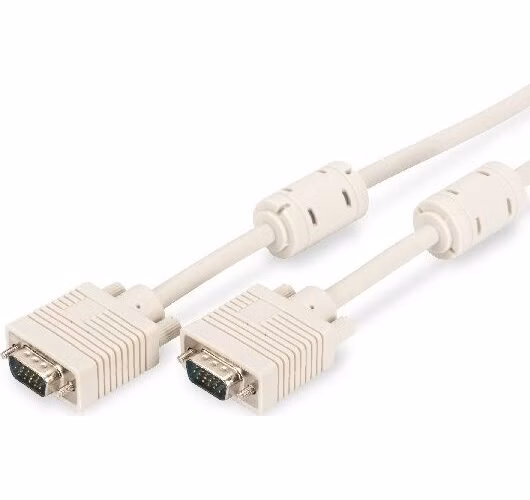 Digitus Připojovací kabel monitoru VGA, HD15 M/M, 3 m, 3Coax/7C, 2xferit, be