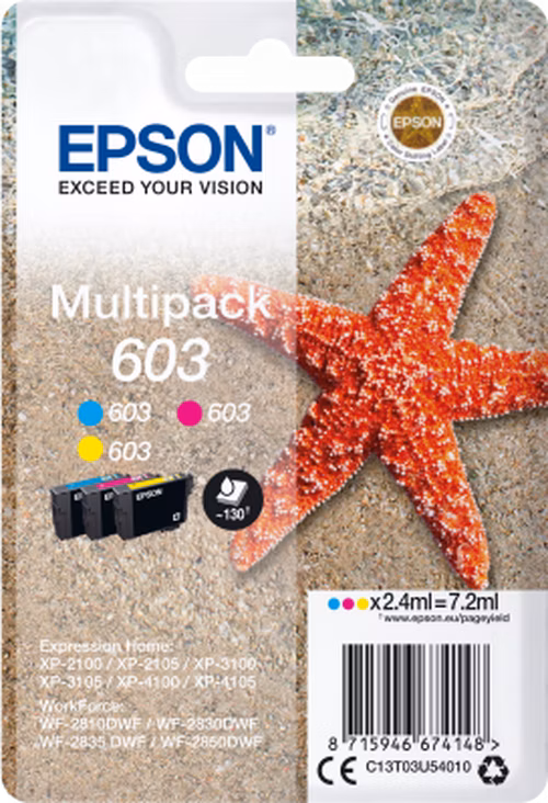 EPSON cartridge T03U5 (cyan/magenta/yellow) multipack (hvězdice)