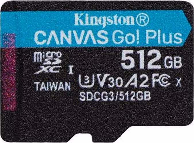 KINGSTON 512GB microSDXC Canvas Go Plus Gen4 200MB/s A2 U3 V30 Card bez adaptéru