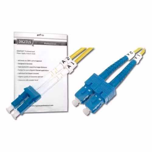 DIGITUS Fiber Optic Patch Cord, LC to SC, Singlemode 09/125 µ, Duplex Length 3m