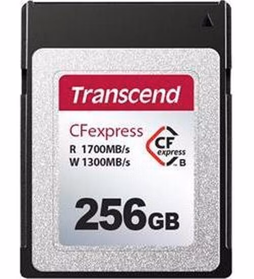 Transcend 256GB CFexpress 820 NVMe PCIe Gen3 x2 (Type B) paměťová karta, 1700MB/s R, 1300MB/s W