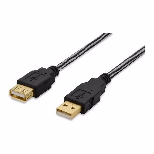 Ednet Prodlužovací kabel USB 2.0, typ A M / F, 3,0 m, kompatibilní s USB 2.0, bavlna, zlato, sw