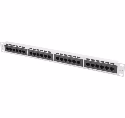 PATCH PANEL 24 PORTOV 1U 19" CAT.5E FTP TIENENÝ ŠEDÝ LANBERG
