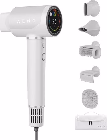 AENO AI ProDryer Fén HD5 biely, 100km/h, Hlasové ovl., ionizátor, AI, NTC, Gravity/Infra senzor, 67 dB, LED