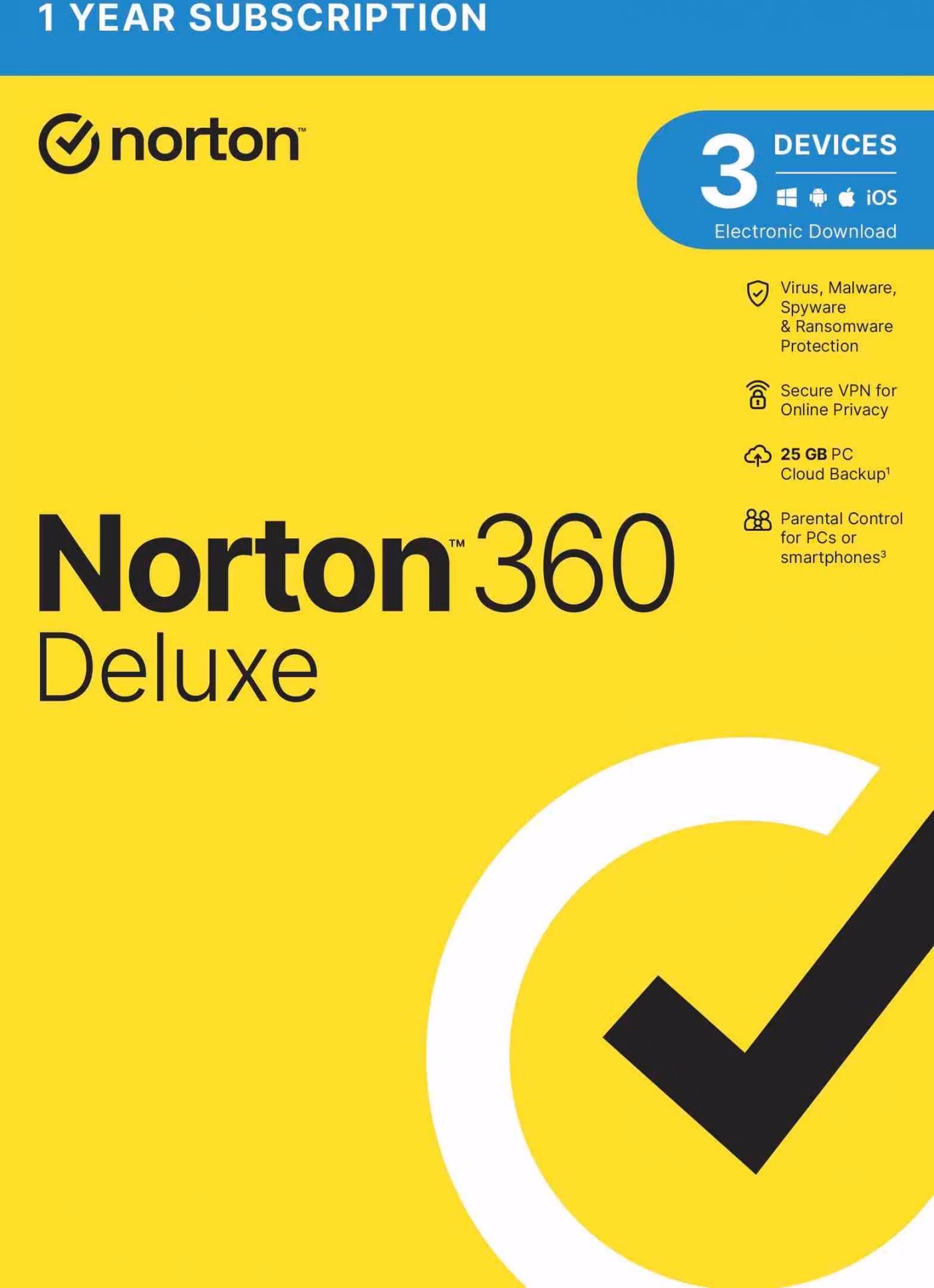 NORTON 360 DELUXE 25GB +VPN 1 používateľ pre 3 zariadenia na 1 rok ESD