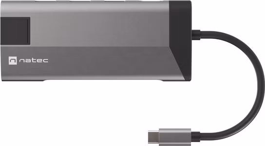 Natec multiport adaptér FOWLER PLUS HUB 8v1, USB 3.0 3X, HDMI 4K, USB-C PD, RJ45, SD, MICRO