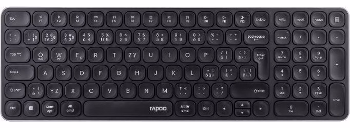 RAPOO Klávesnice E9310M, Bezdrátová 2.4GHz, Bluetooth, CZ/SK, černá