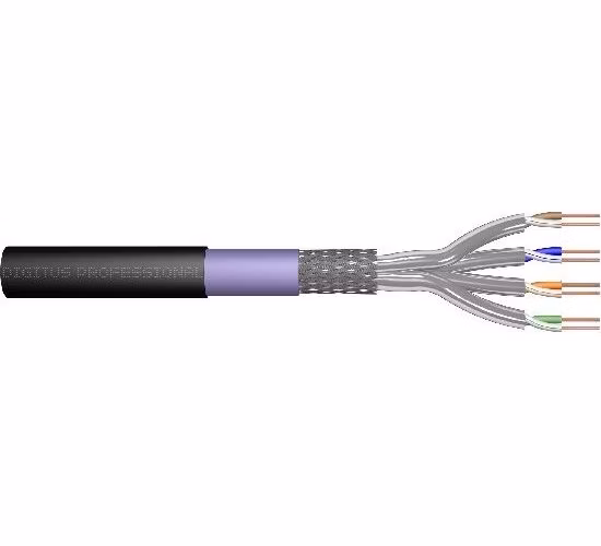 DIGITUS Kabel pro venkovní instalaci CAT 7 S-FTP, 1200 MHz PE, vnitřní Eca (LSZH-1), AWG 23/1, kroužek 100 m, simplex, barva čer