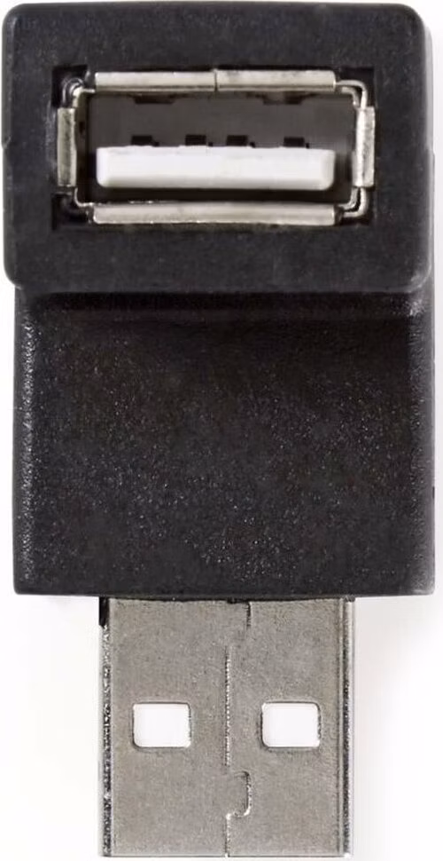 NEDIS adaptér USB 2.0/ zástrčka USB-A - zásuvka USB-A zásuvka/ 480 Mbps/ kulatý/ poniklovaný/ PVC/ černý/ blistr