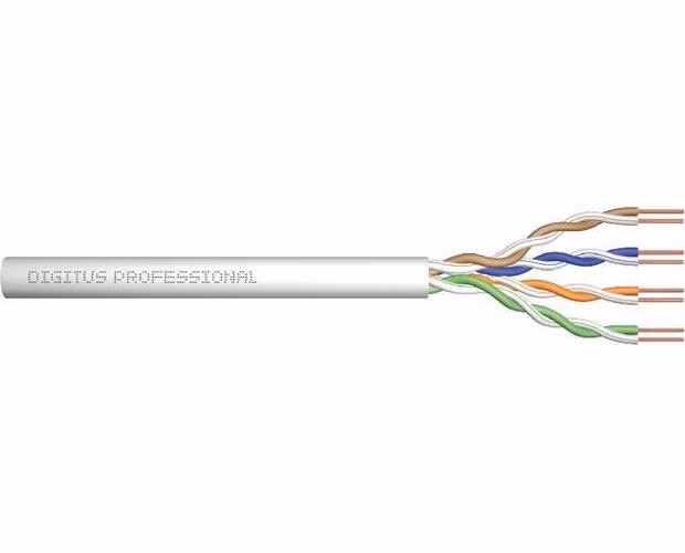 Digitus Instalační kabel CAT 5e U-UTP, 100 MHz Eca (PVC), AWG 24/1, papírová krabička 100 m, simplex, barva šedá