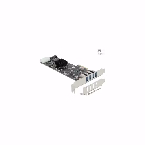 Delock PCI Express x4 Karta na 4 x externí SuperSpeed USB (USB 3.2 Gen 1) USB Typ-A samice Quad Channel - Low Profile