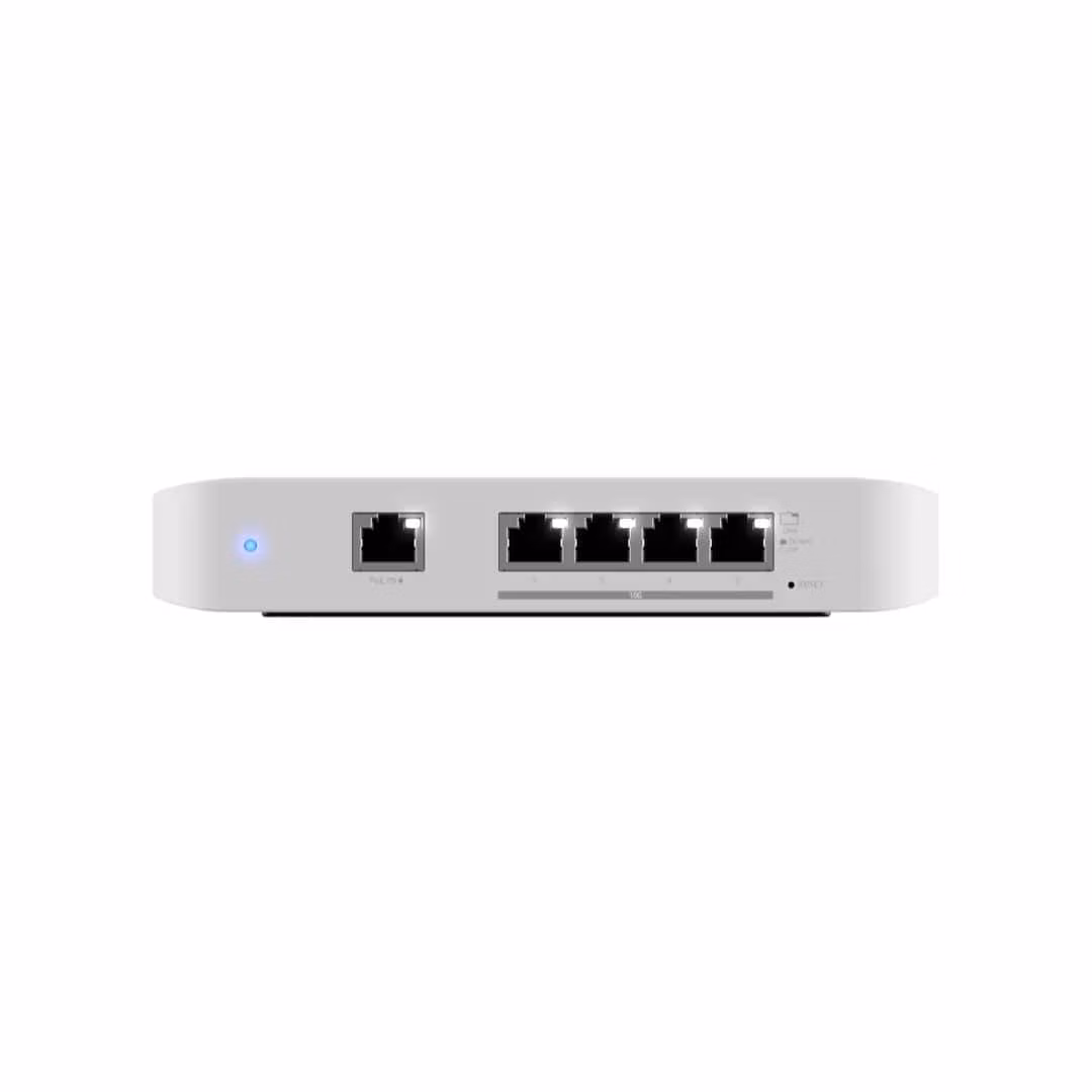 Ubiquiti UniFi Layer 2 switch with (4) 10GbE RJ45 ports and (1) GbE, 802.3at PoE+ RJ45 input