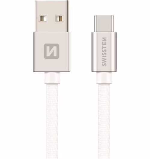 Swissten Datový Kabel Textile Usb / Usb-C 2,0 M Stříbrný