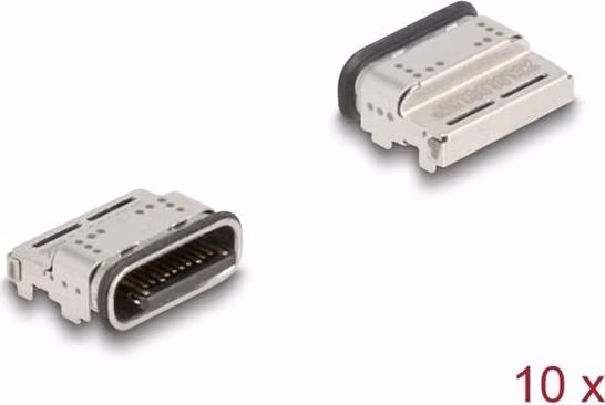 Delock 24-pinový SMD konektor USB 5 Gbps USB Type-C™, zásuvkový, k montáži pájením, vodotěsný, 10 ks