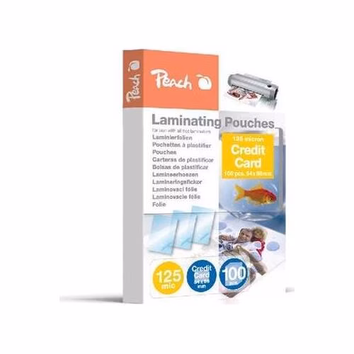 PEACH laminovací folie lesklé, 100ks Credit Card, 54x86mm, 125mic, lesklé