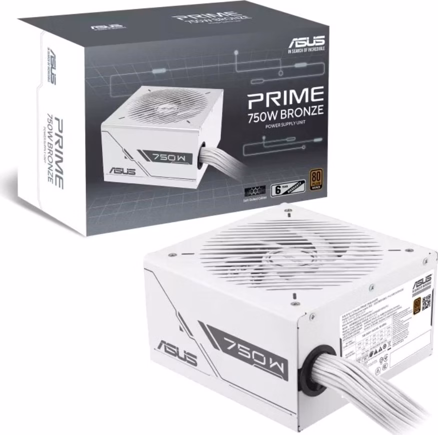ASUS zdroj Prime 750W Bronze White, 135mm, 80 Plus Bronze