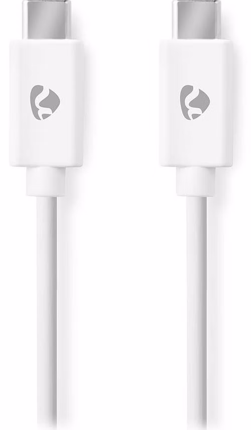NEDIS kabel USB 2.0/ zástrčka USB-C - zástrčka USB-C/ 60 W/ 480 Mbps/ poniklovaný/ bílý/ bulk/ 1m