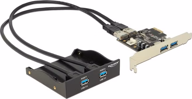 Delock 3.5" přední panel s 2x USB 3.0 porty + PCI Express 2x USB 3.0