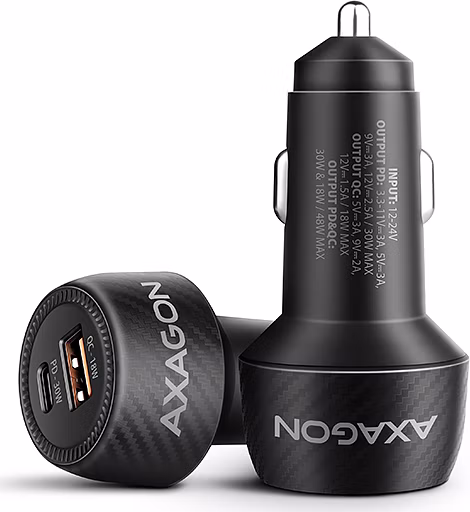 AXAGON PWC-PQ48 nabíječka do auta 48W, USB-A + USB-C, PD3.0/PPS/QC4+/SFC/Apple