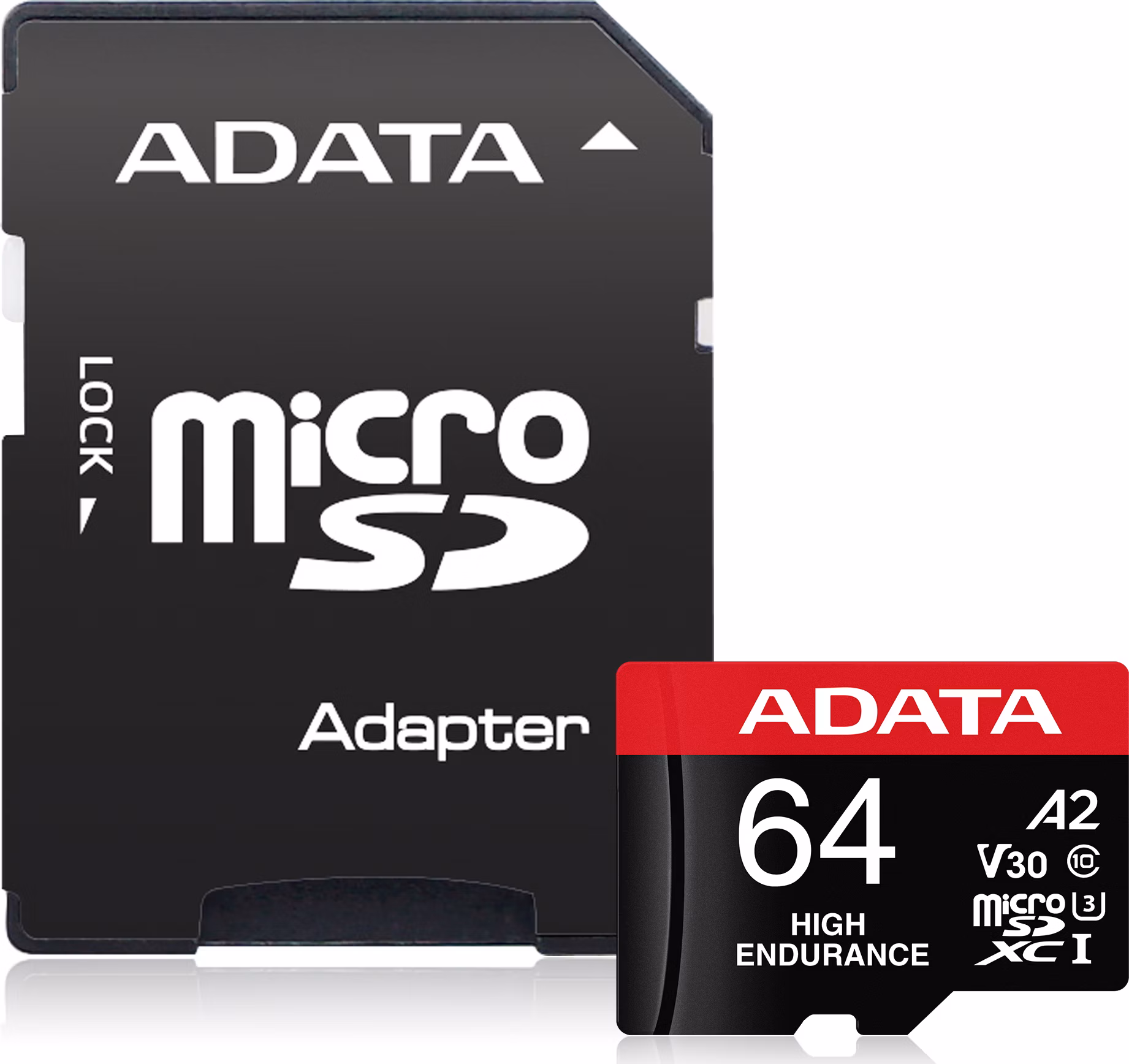 ADATA MicroSDXC karta 64GB High Endurance UHS-I C10 V30 A2 (R:100/W:80 MB/s) + SD adaptér