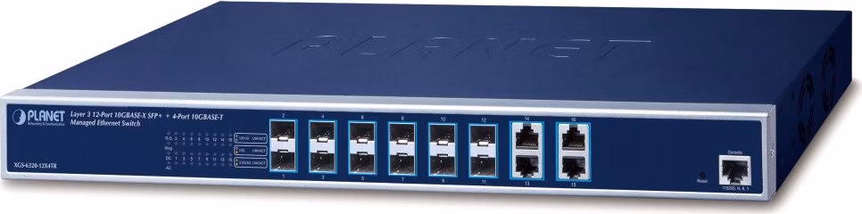 Planet XGS-6320-12X4TR L3 switch, 4x10Gb, 12x10Gb SFP+, QoS, 2x power-in