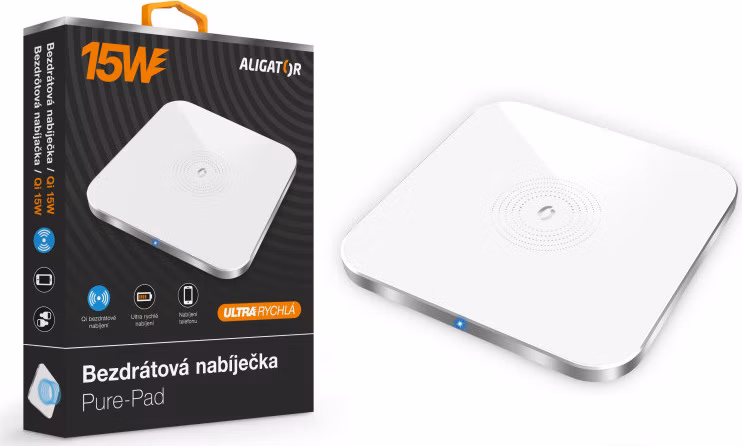 ALIGATOR bezdrôtová nabíjačka Aligator Pure-Pad 15W, biela