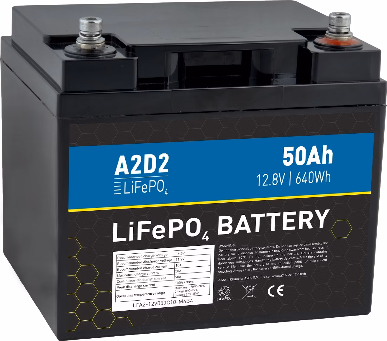 Avacom A2D2 baterie LiFePO4 12,8V 50Ah M6 (Qinkual cells)