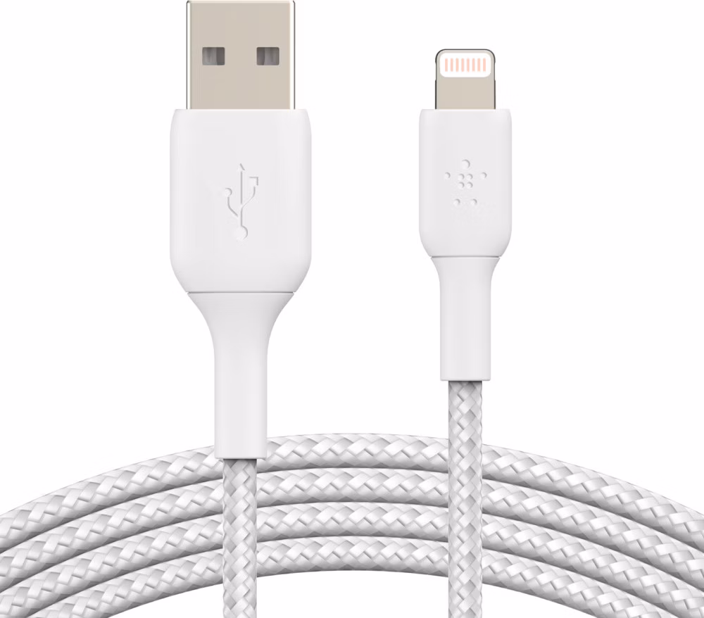BELKIN kábel opletaný USB-A - Lightning, 2m, biely