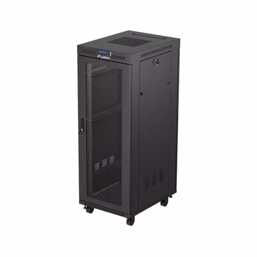 19" VOĽNE STOJÚCA RACKOVÁ SKRIŇA 32U 600X800 ČIERNA LCD PERFOROVANÉ DVIERKA LANBERG (PLOCHÉ BALENIE)
