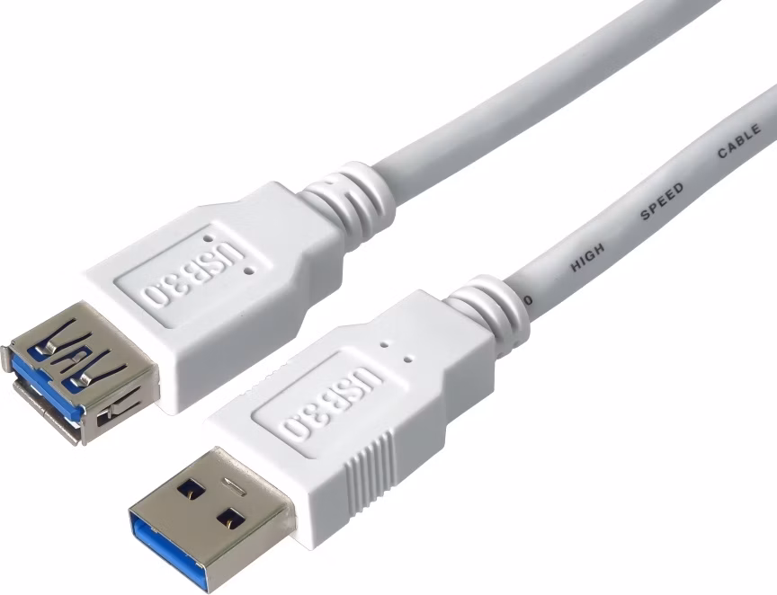 Predlžovací kábel USB PremiumCord 3.0 Super rýchly 5Gbps A-A, MF, 9pin, 0.5 m, biela