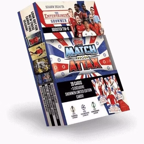 Futbalové karty Topps Match Attax TCG 2024/25 UCC Booster Tin 3 modrá