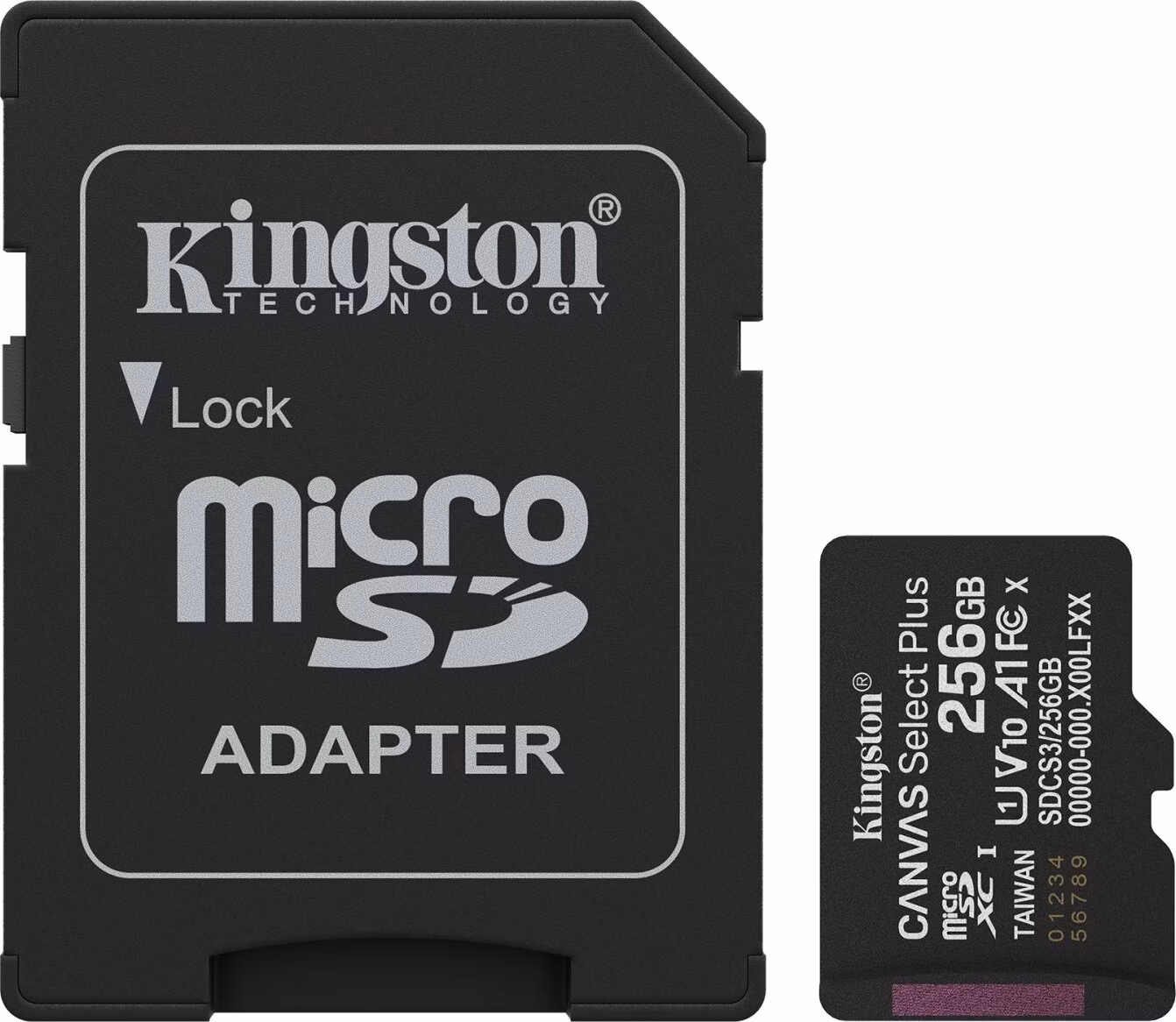 256 GB . microSDXC karta Kingston Canvas Select Plus U1, V10, A1 (r/w 150MB/s) + adaptér