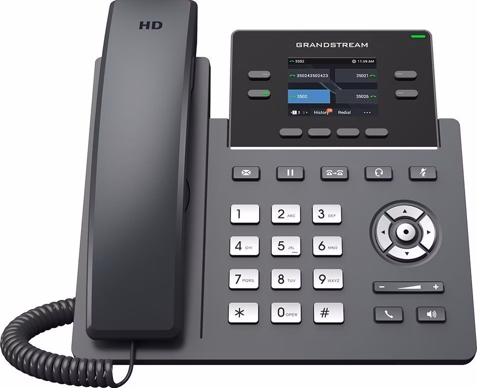 Grandstream GRP2612W VoIP telefon, 2x SIP, barevný podsvícený displej, 2x 10/100 Mbps RJ45, PoE, WiFi