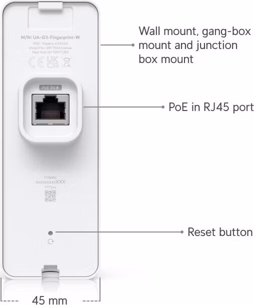 Ubiquiti UniFi Access G3 Reader Fingerprint W - Přístupová čtečka, otisk prstů, klávesnice, IP55, PoE, bílá