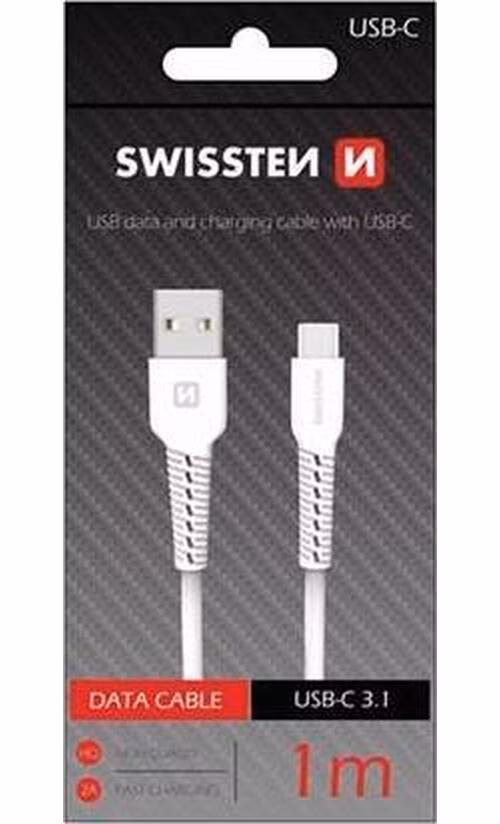 Swissten TPU nabíjecí kabel USB / USB-C 1,0 M BÍLÝ