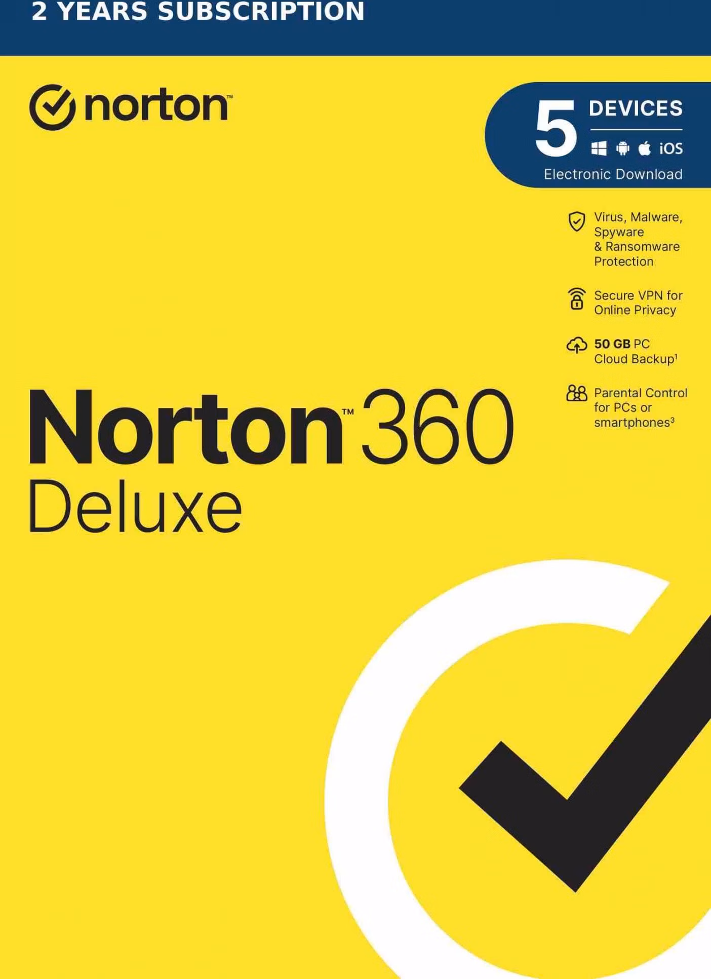 NORTON 360 DELUXE 50GB +VPN 1 používateľ pre 5 zariadení na 2 roky - ESD