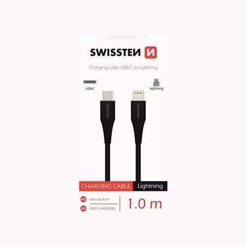 SWISSTEN NABÍJECÍ KABEL USB-C / LIGHTNING 1,0 M ČERNÝ