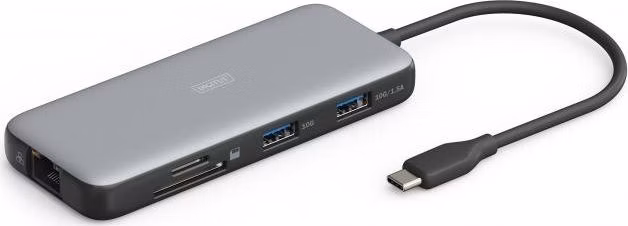Digitus USB-C dokovací stanice, 7 portů: 1× HDMI, 3× USB 3.2 Gen 2, 1× RJ45, 1× SD, 1× MicroSD, 1× PD