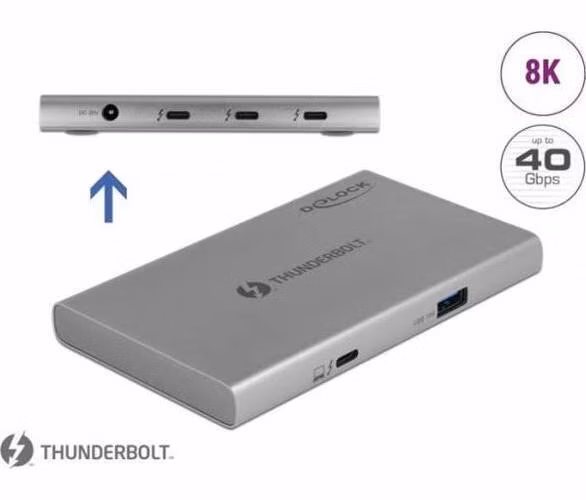 Delock HUB Thunderbolt™ 4, 3 portový, s přídavným portem SuperSpeed USB 10 Gbps Typu-A 8K