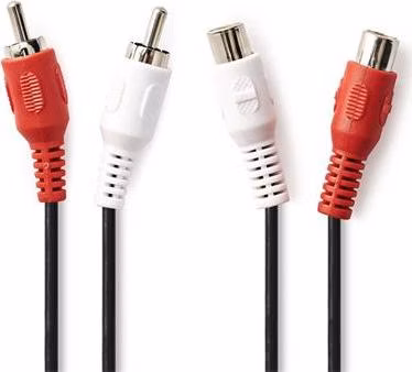 Nedis CAGB24205BK50 - Stereofonní Audio Kabel | 2x RCA Zástrčka - 2x RCA Zásuvka | 5 m | Černá barva