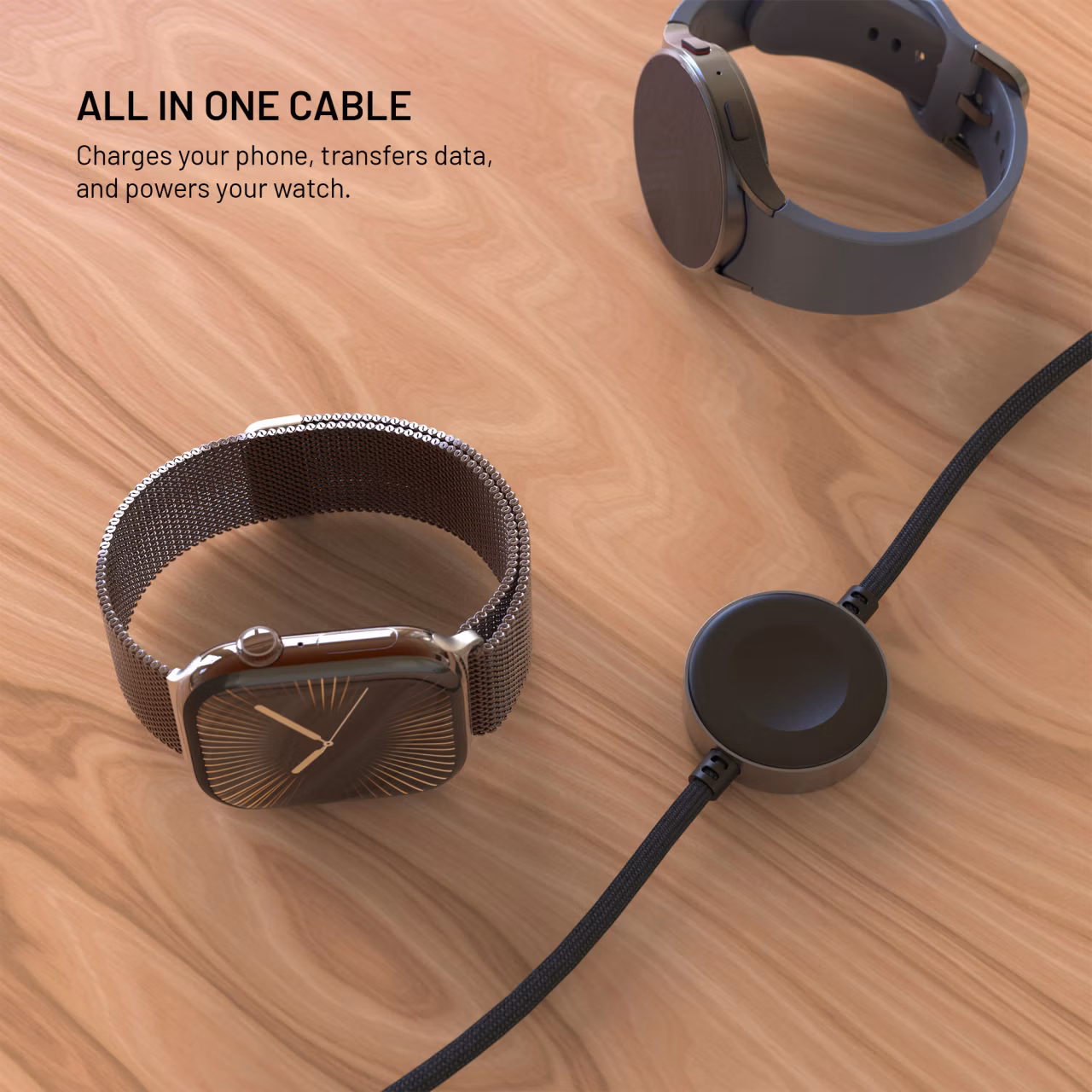 FIXED Power Watch Cable s konektormi USB-C/USB-C, šedý
