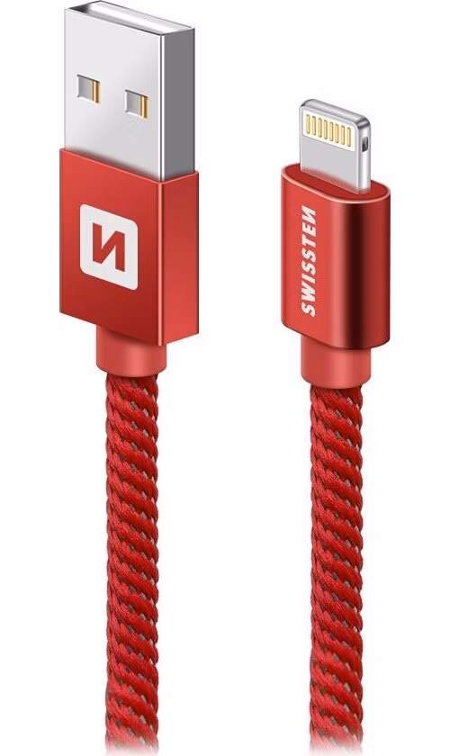 Swissten Datový Kabel Textile Usb / Lightning 1,2 M Červený