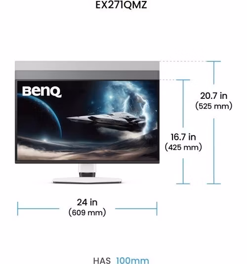 BenQ Mobiuz LCD EX271QMZ 27" OLED/2560x1440/400nits/0,03ms/240Hz/HDMI/DP/výškově nastavitelný/VESA herní monitor